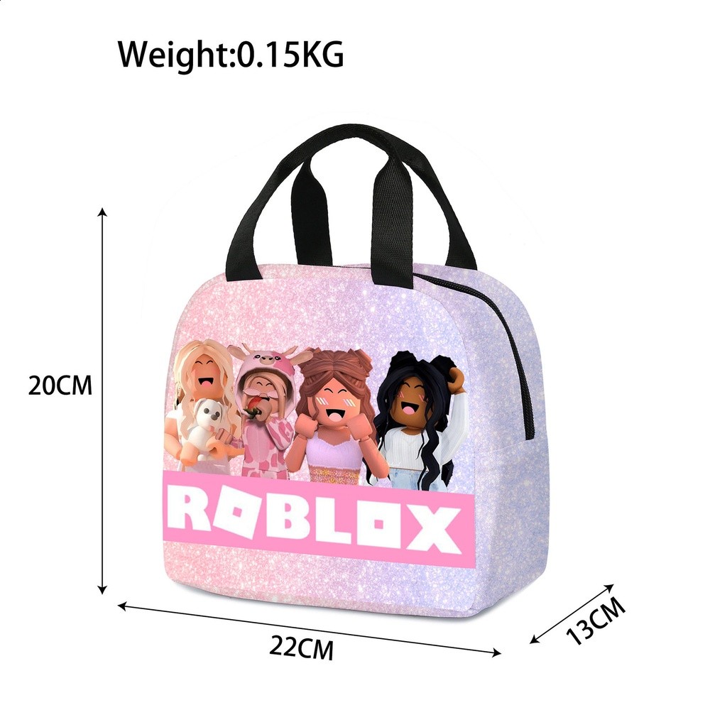2025新款ROBLOX餐包保溫袋拼色款大容量虛擬世界便當包簡約冰袋-規格圖5
