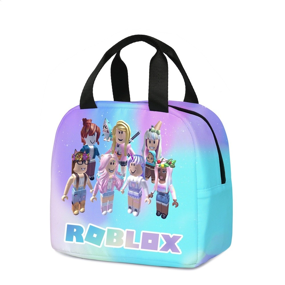 2025新款ROBLOX餐包保溫袋拼色款大容量虛擬世界便當包簡約冰袋-規格圖5