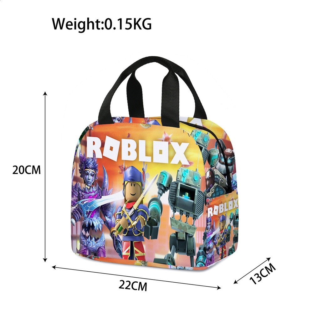 2025新款ROBLOX餐包保溫袋拼色款大容量虛擬世界便當包簡約冰袋-規格圖5