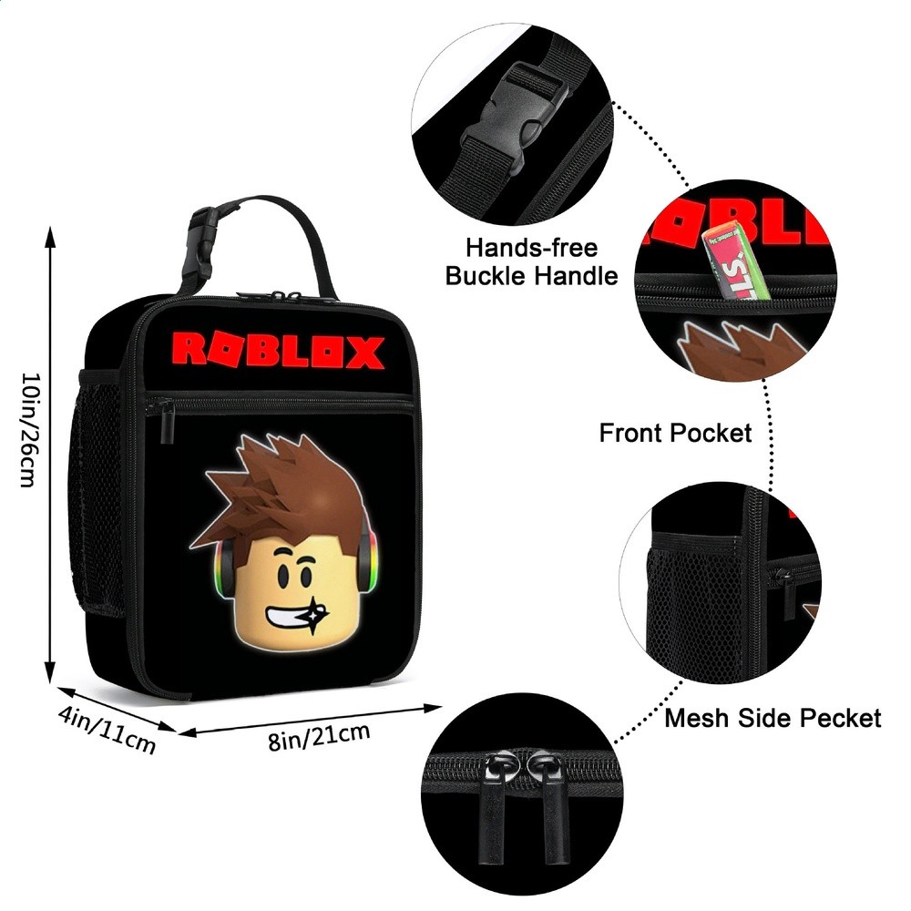 2025新款ROBLOX餐包保溫袋拼色款大容量虛擬世界便當包簡約冰袋-規格圖5