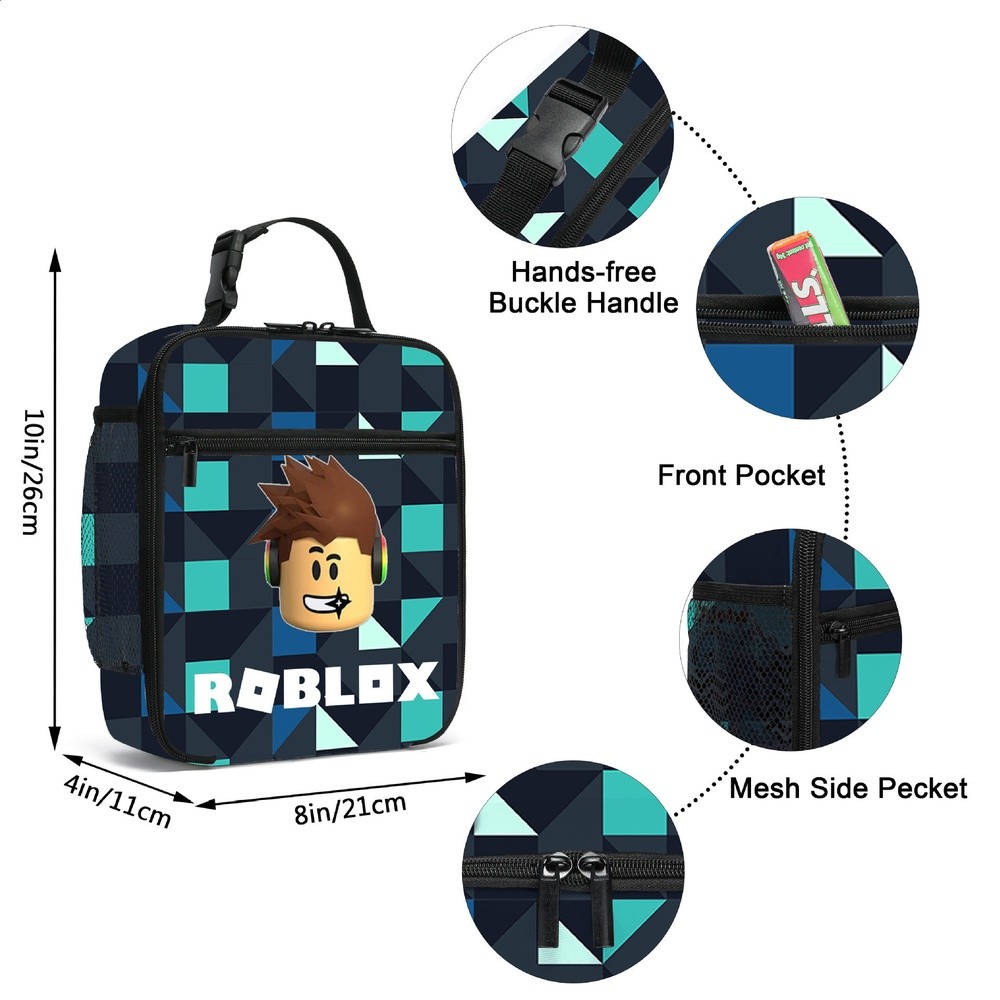 2025新款ROBLOX餐包保溫袋拼色款大容量虛擬世界便當包簡約冰袋-規格圖5
