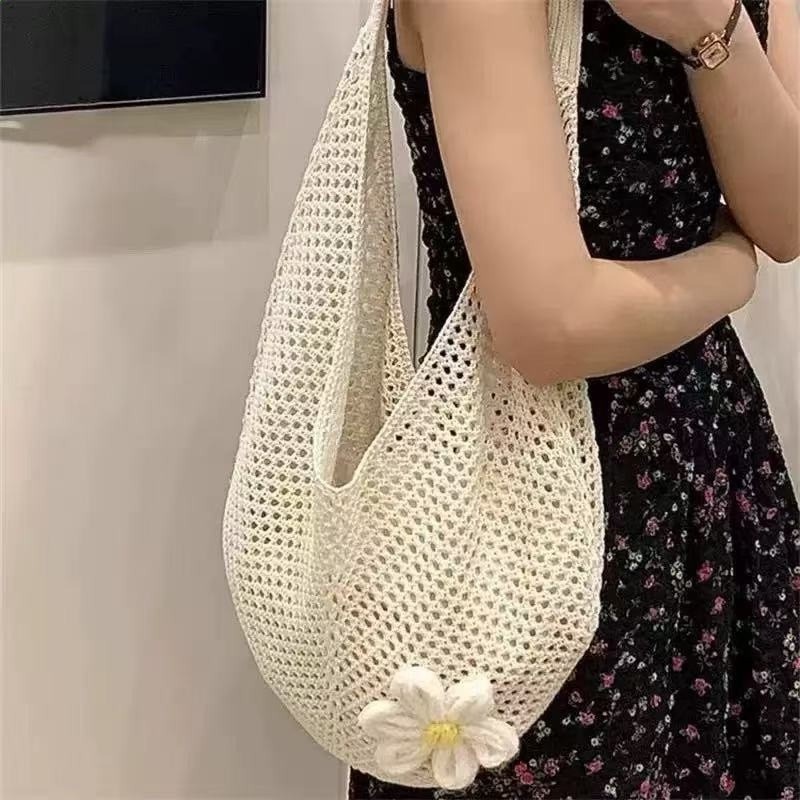 復古針織手工毛線編織包托特百搭單肩包女士手提包手拎女包包-規格圖5