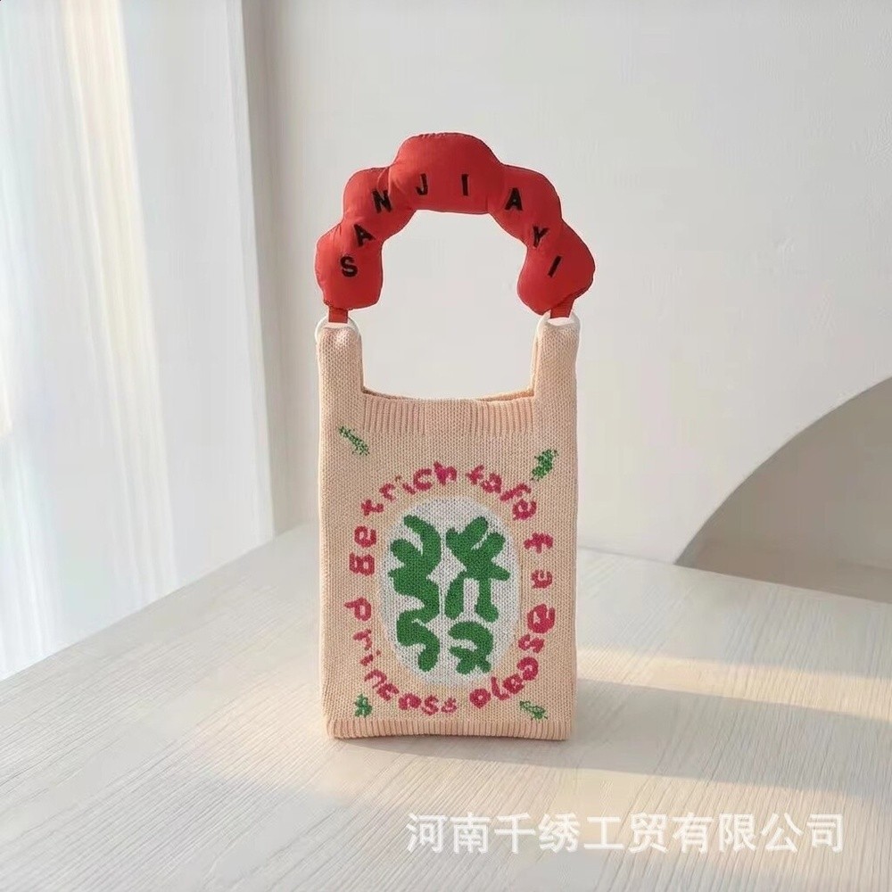 新款針織手機包女日韓ins風手提包旅行毛線小挎包百搭斜挎包日常-細節圖4