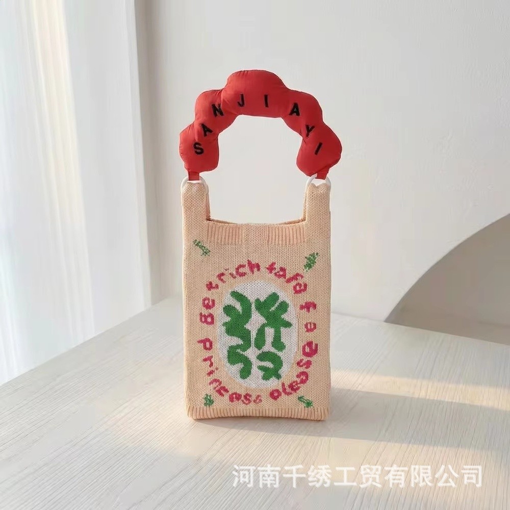 新款針織手機包女日韓ins風手提包旅行毛線小挎包百搭斜挎包日常-規格圖5
