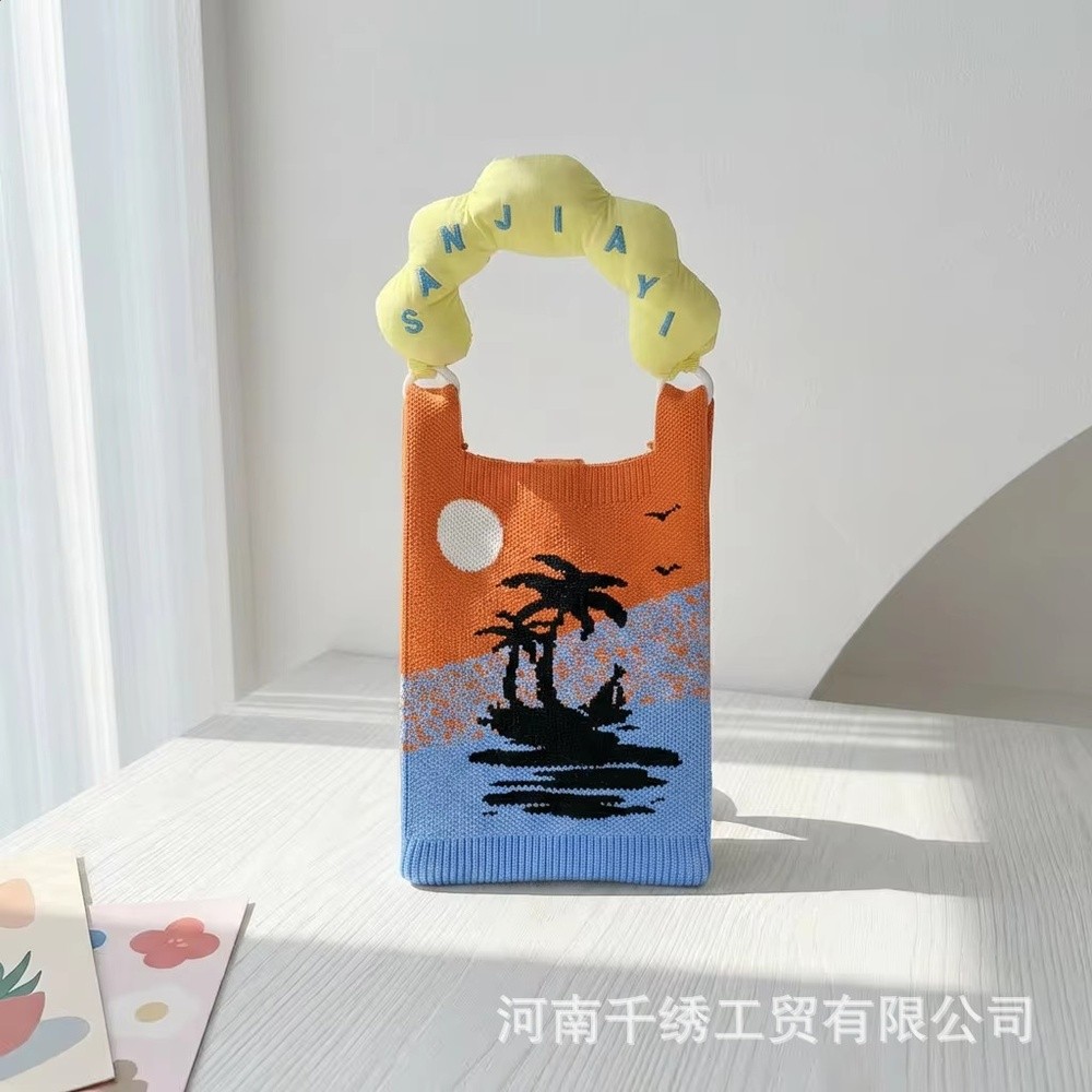新款針織手機包女日韓ins風手提包旅行毛線小挎包百搭斜挎包日常-規格圖5