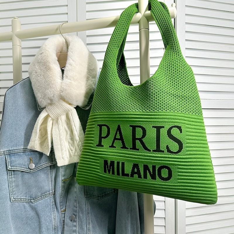 新款PARISMILANO字母包便攜通勤化妝包針織包手提單肩包編織包-細節圖3