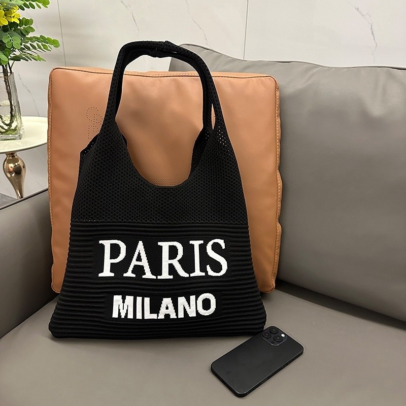 新款PARISMILANO字母包便攜通勤化妝包針織包手提單肩包編織包-規格圖5