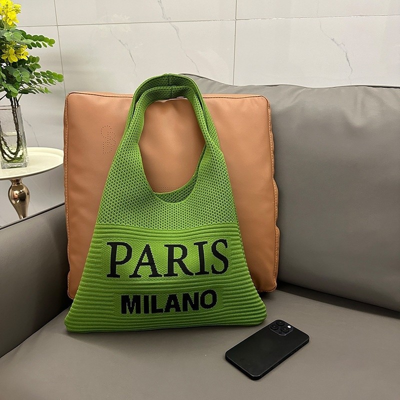 新款PARISMILANO字母包便攜通勤化妝包針織包手提單肩包編織包-規格圖5