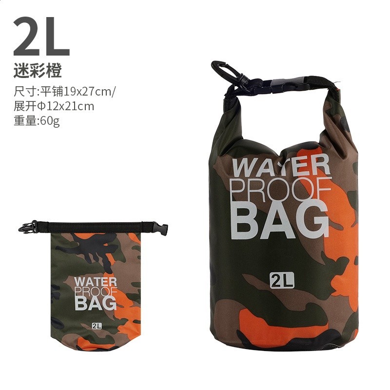 戶外迷彩漂流防水袋單肩雙肩防水桶包滌綸輕便漂流袋沙灘防水包-規格圖5
