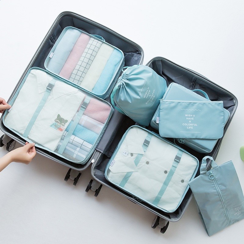 定製旅行收納袋七件套裝數碼洗漱化妝品分裝收納包衣服鞋子旅行袋-規格圖5