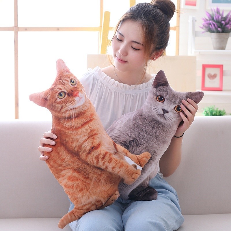可愛模擬貓咪毛絨側睡公仔抱枕3d立體喵星人睡覺沙發靠墊午睡-細節圖2