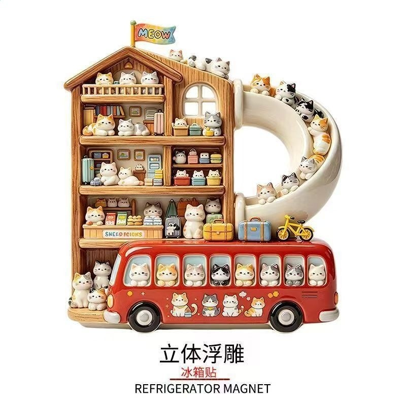 【貓屋巴士】樹脂立體浮雕冰箱貼個性創意裝飾品紀念高階磁吸-細節圖4