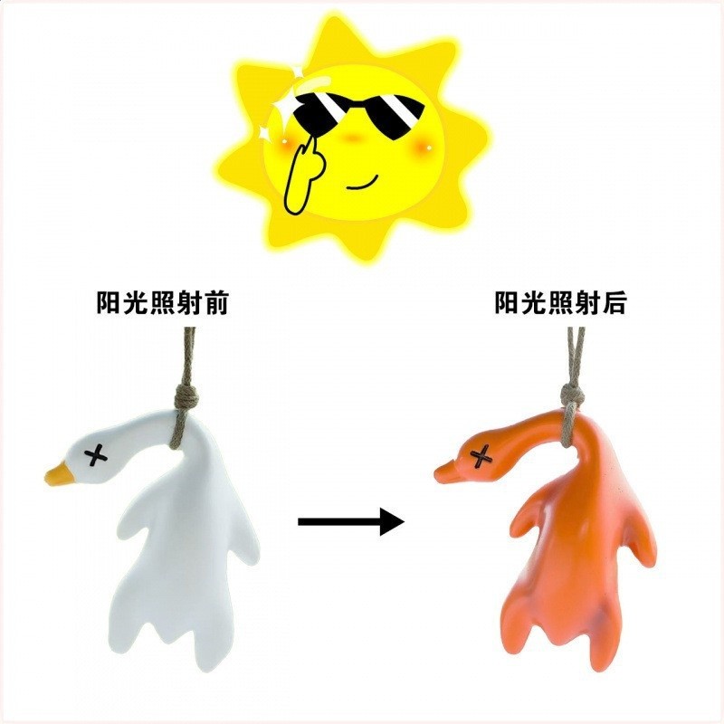 變色烤鴨掛件遇光紫外線會變色車載掛件燒鴨鑰匙扣黑科技創意玩具-細節圖4