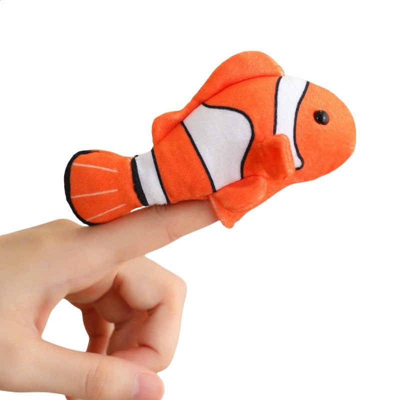 可愛海洋動物海龜鯊魚指偶毛絨玩具公仔孔雀鸚鵡玩偶手偶布偶娃娃-細節圖5