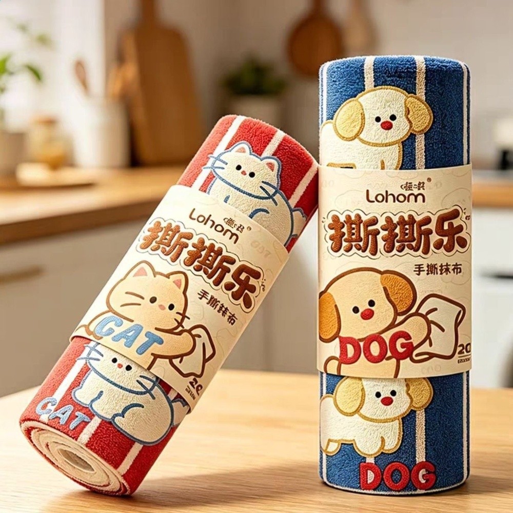 周拋抹布撕撕樂厚吸水廚房專用洗碗刷鍋加厚抹布狗狗卡通手撕抹布-細節圖2
