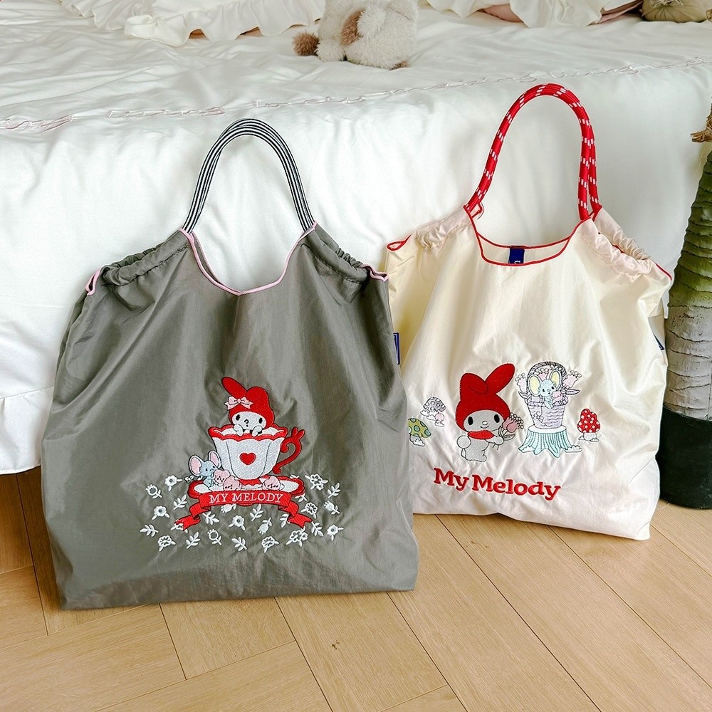新款日系卡通防水尼龍環保袋萬針刺繡時尚百搭通勤大容量單肩包女-細節圖2