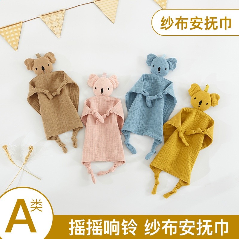 嬰兒純棉紗布安撫巾寶寶陪睡玩偶小兔子安撫手帕皺布安撫玩具咬巾-細節圖2