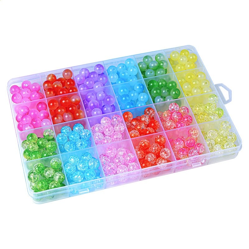 夏季夢幻果凍雙拼玻璃圓珠散珠 益智DIY手工手鍊琉璃串珠飾品材料-細節圖5