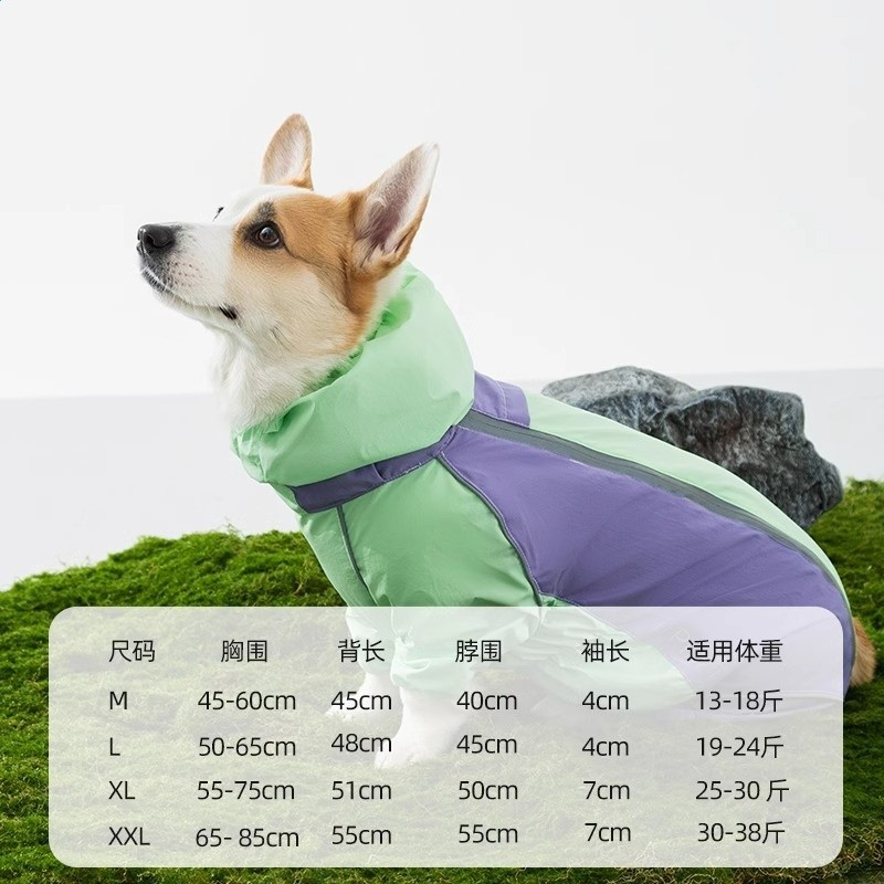 全包撞色柯基衝鋒雨衣中小型犬臘腸犬四腳狗狗雨衣雨天寵物狗衣服-規格圖5