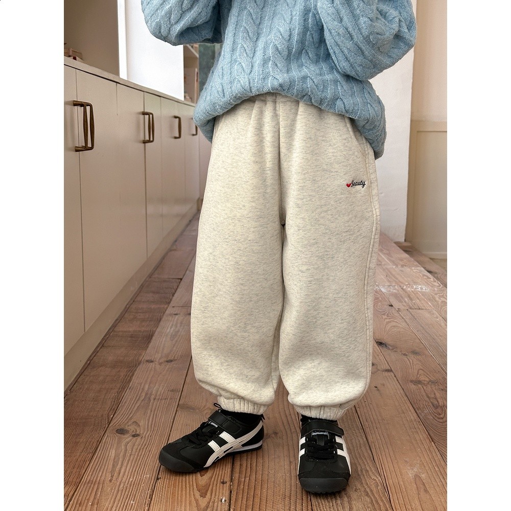 【複合350g擼貓絨】兒童加絨加厚保暖一條過冬休閒寬鬆衛褲子-細節圖2