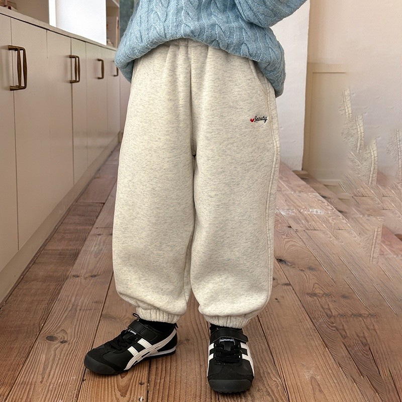 【複合350g擼貓絨】兒童加絨加厚保暖一條過冬休閒寬鬆衛褲子-規格圖5