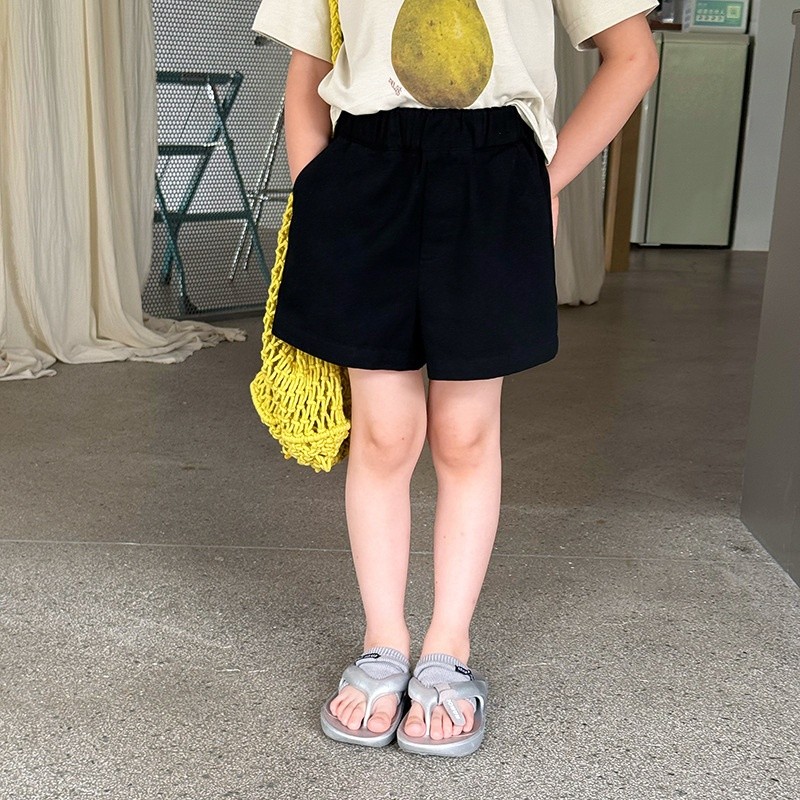 艾摩貝貝男女童日常百搭清涼三分褲兒童夏季休閒韓系純色全棉短褲-規格圖5