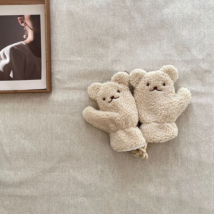 艾摩貝貝冬季女童寶寶保暖毛毛圍巾卡通可愛圍脖手套兩件套裝-規格圖5
