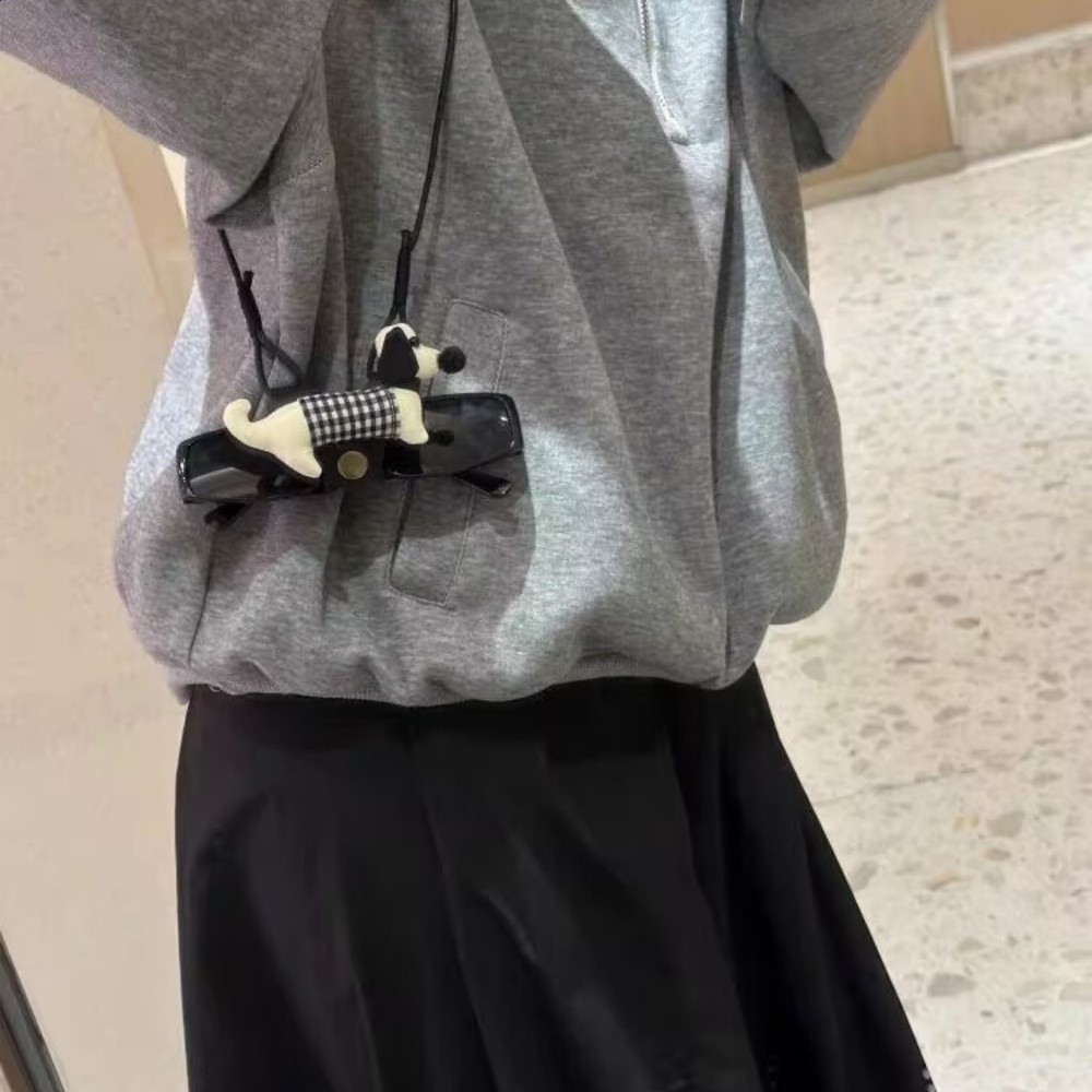 可愛小狗掛繩眼鏡夾項鍊女假日出遊行動式防脫落墨鏡夾掛脖配飾品-細節圖3