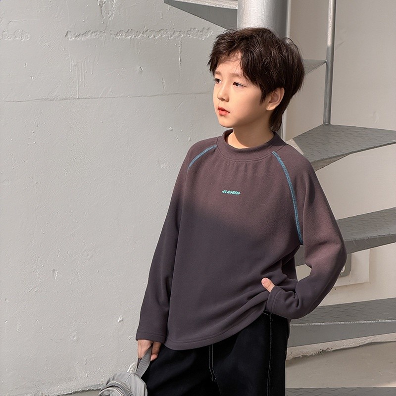 毛絨保暖2025冬兒童軟糯蛋白絨上衣T男女童鎖溫撞色明線打底衣潮-規格圖5