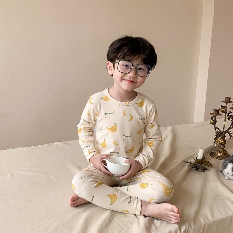 兒童卡通羊毛拉架磨毛家居服男女童棉內衣寶寶秋冬睡衣秋衣褲套裝-規格圖5