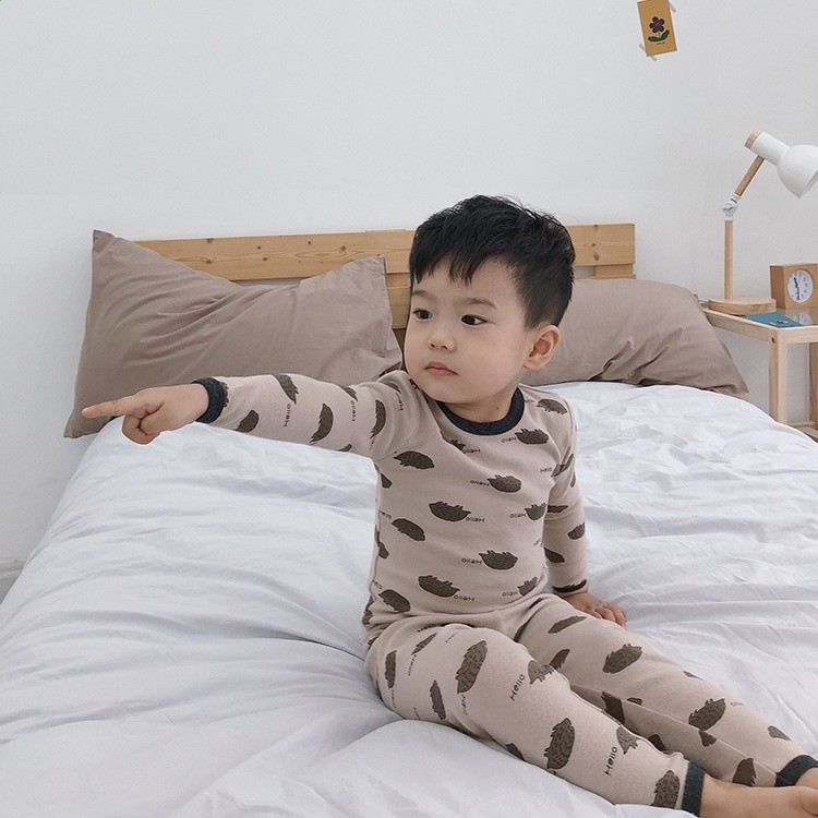兒童卡通羊毛拉架磨毛家居服男女童棉內衣寶寶秋冬睡衣秋衣褲套裝-規格圖5