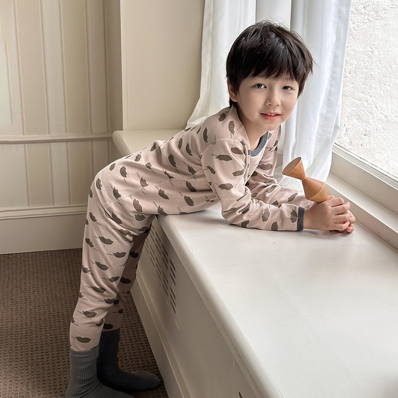 【10A抗菌升級】秋冬純棉無骨家居服嬰幼兒內衣套裝羊毛拉架睡衣-規格圖5