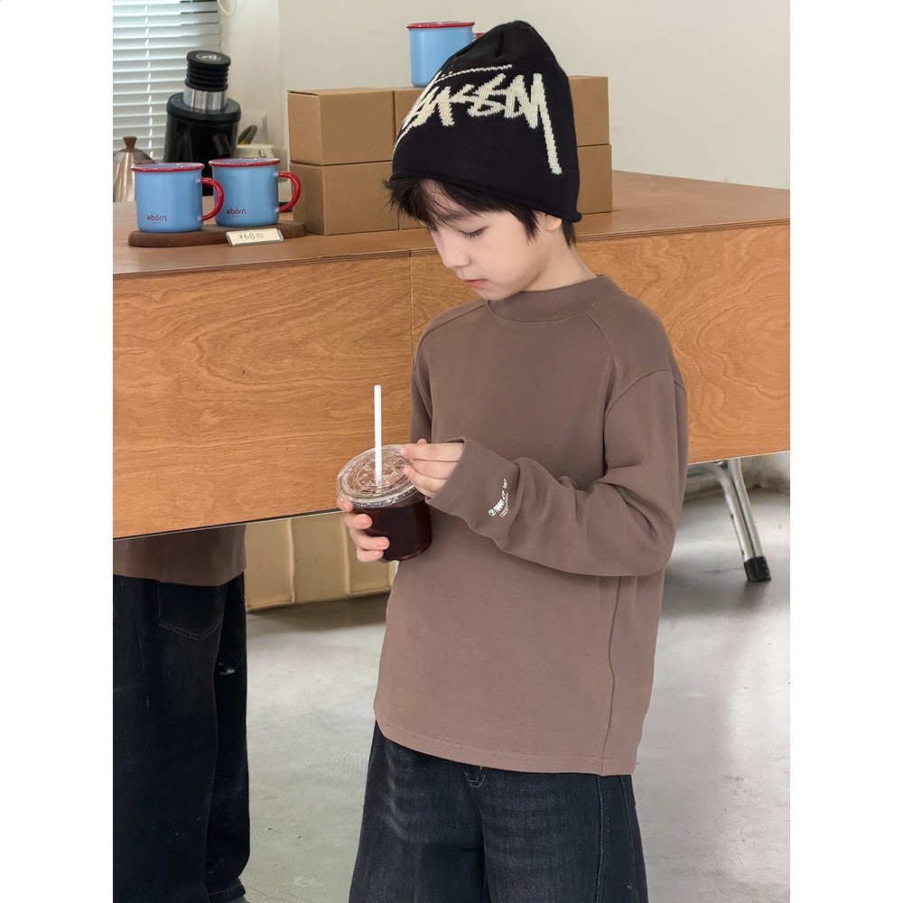 艾摩貝貝兒童冬款慕斯雙面軟糯打底衣男女童百搭保暖親膚中領上衣-細節圖2