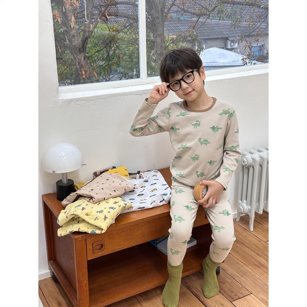 【10A抗菌升級】兒童秋冬純棉無骨家居服嬰幼兒內衣羊毛拉架睡衣-細節圖5