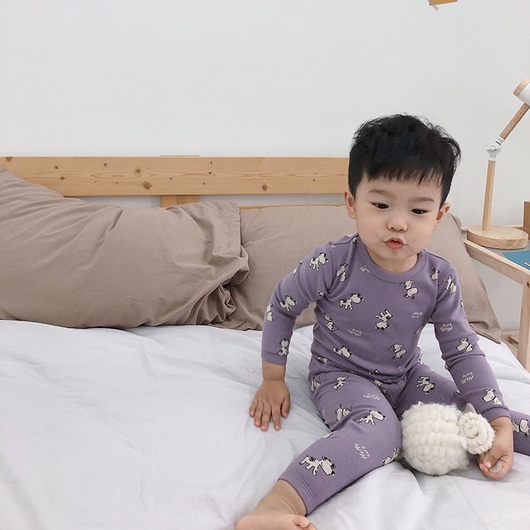 兒童睡衣男女童2023春款卡通羊毛拉架家居服寶寶棉質秋衣褲套裝潮-規格圖5