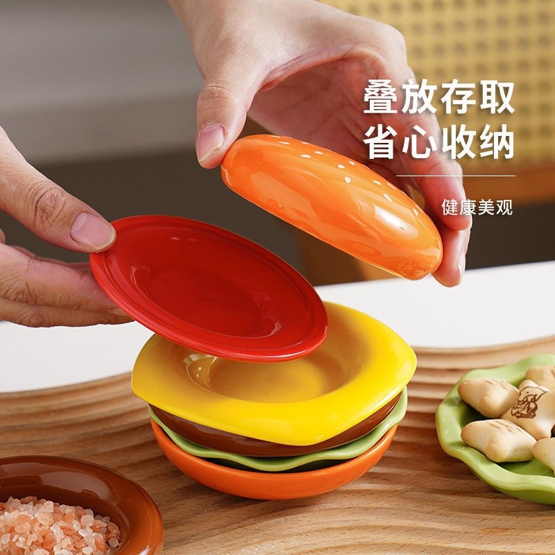新款創意漢堡包蘸料碟家居餐具家用蘸料餐盤碟子點心盤廠家批發-細節圖4
