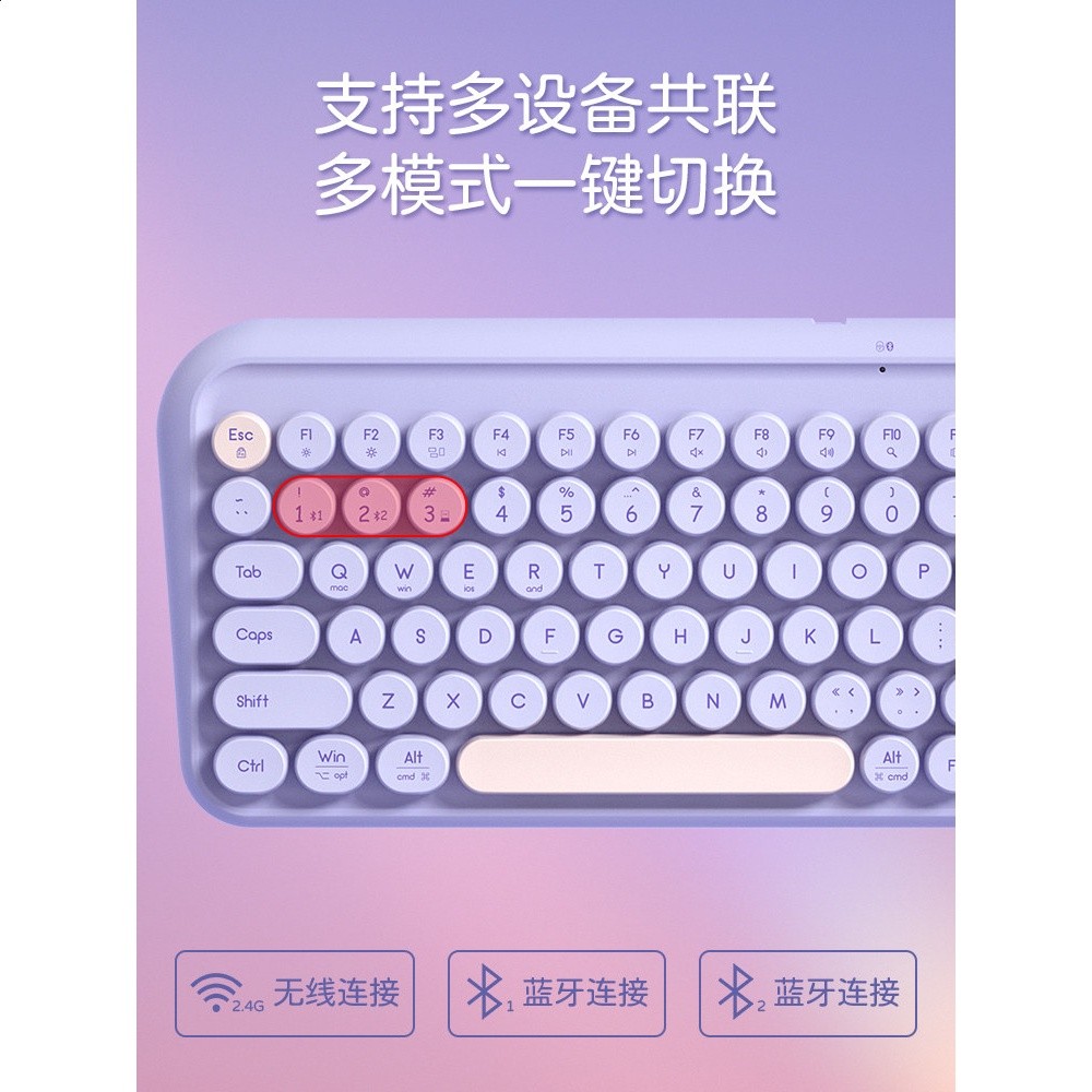 BOW 雙模無線藍牙鍵盤滑鼠套裝ipad電腦筆記本辦公打字平板專用小-細節圖2