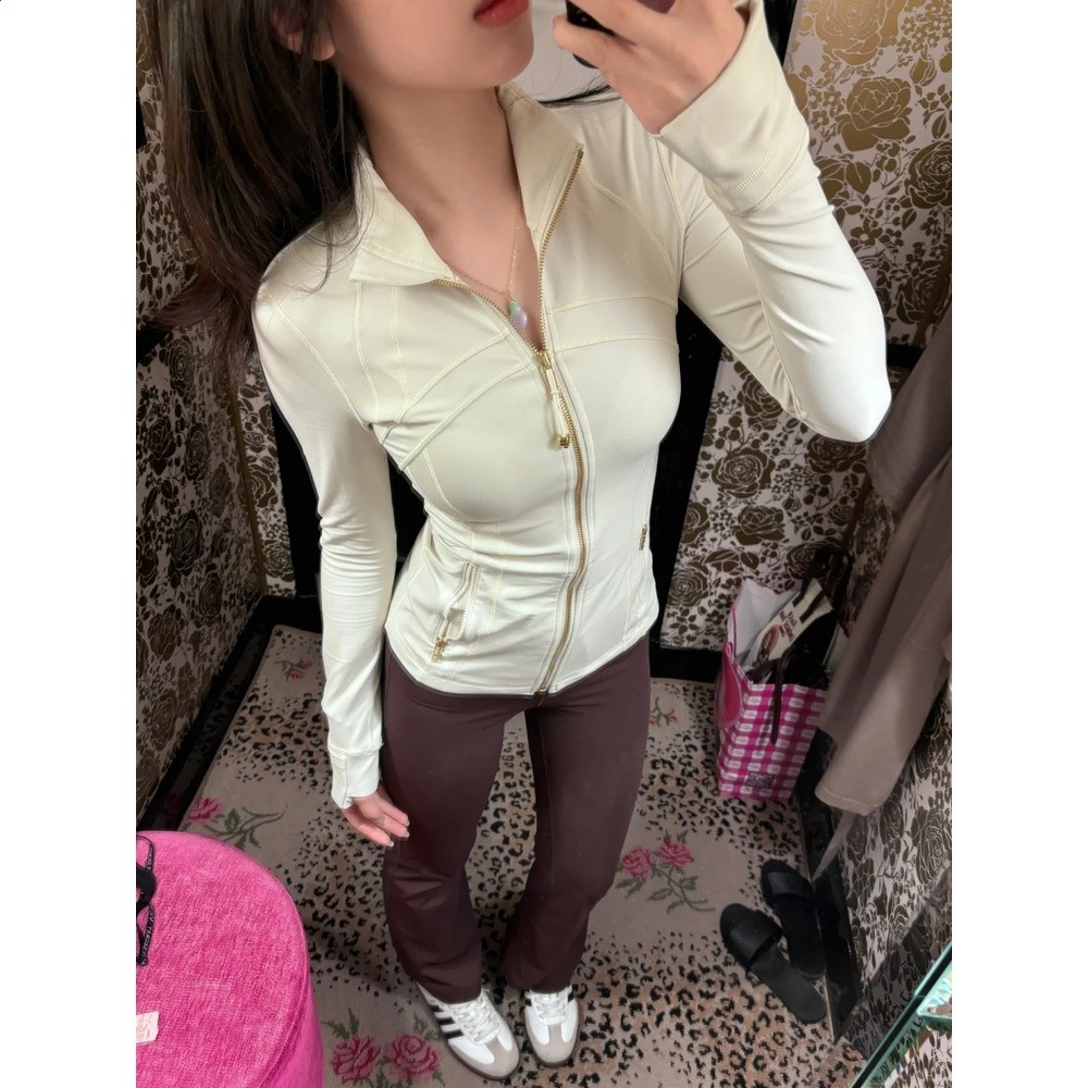 lebilulu經典瑜伽服女金拉鍊上衣運動夾克防曬衣健身顯瘦立領外套-細節圖3