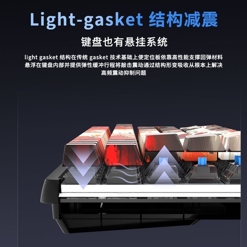 狼途GK102無線藍牙三模有線機械鍵盤客製化女生辦公電競遊戲靜音-細節圖3