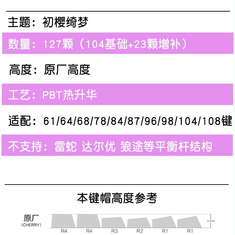 漸變粉藍色PBT熱昇華機械鍵盤鍵帽側刻透光客製化個性可愛高顏值-細節圖2