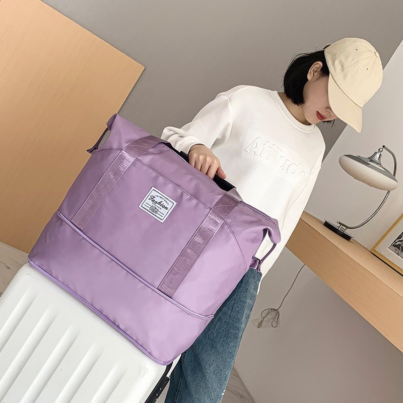 旅行包女乾溼分離收納袋運動便攜手提輕便收納包健身包防水行李袋-細節圖2