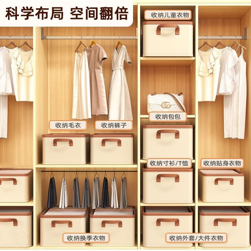 收納盒大容量家用布藝防水衣服收納箱 宿舍可摺疊衣櫃收納整理箱-細節圖4