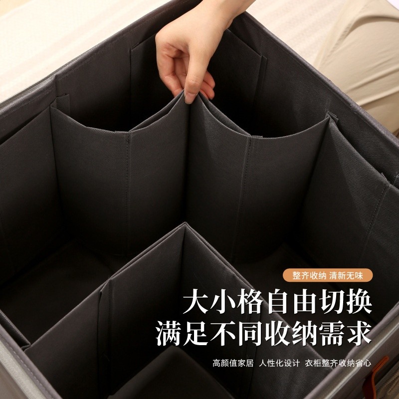 跨境爆款鞋盒可摺疊分格整理收納箱臥室衣櫥防潮帶蓋鞋子收納盒-細節圖4