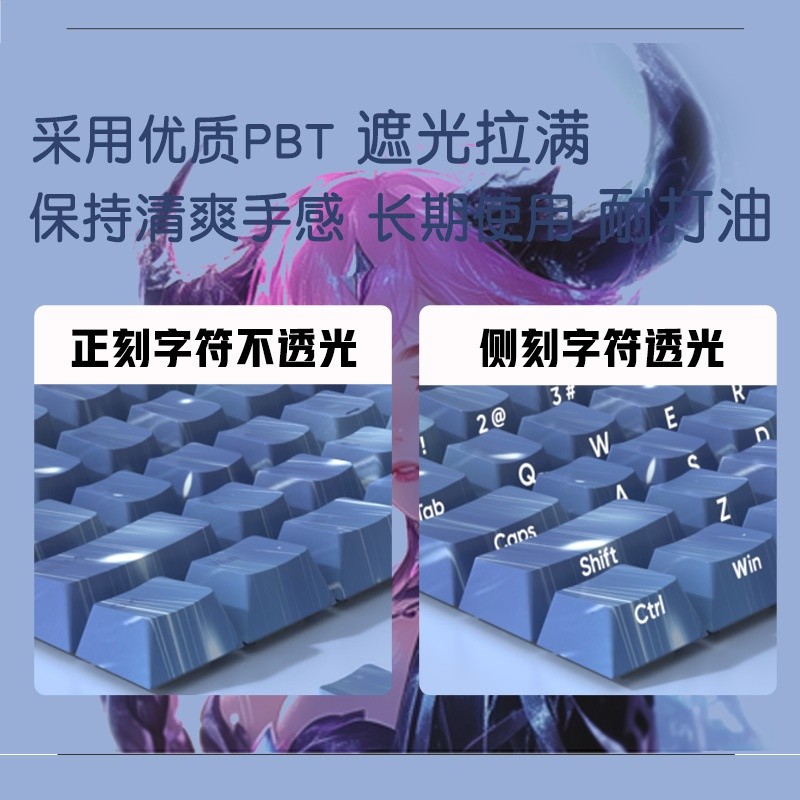 漸變色pbt熱昇華主題機械鍵盤鍵帽側刻透光客製化60/68/75/87/108-細節圖4