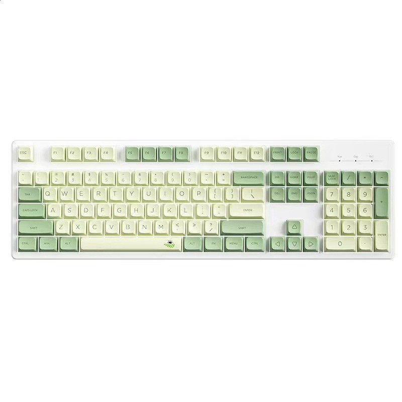 遊戲電競女生辦公機械鍵盤104鍵有線全鍵PBT抹茶客製化keyboards-細節圖5