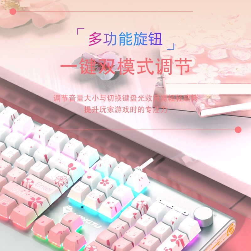 狼途K1000鍵盤104鍵有線PBT熱昇華青軸RGB背光遊戲機械軸-細節圖3
