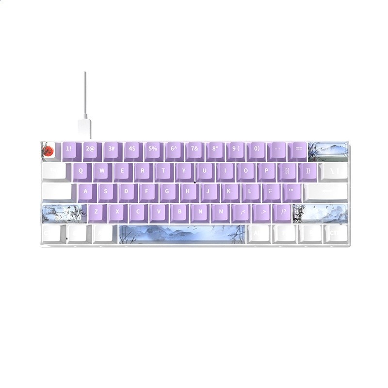 61鍵機械鍵盤有線迷你便攜小鍵盤遊戲電競辦公青黑茶紅軸keyboard-細節圖5