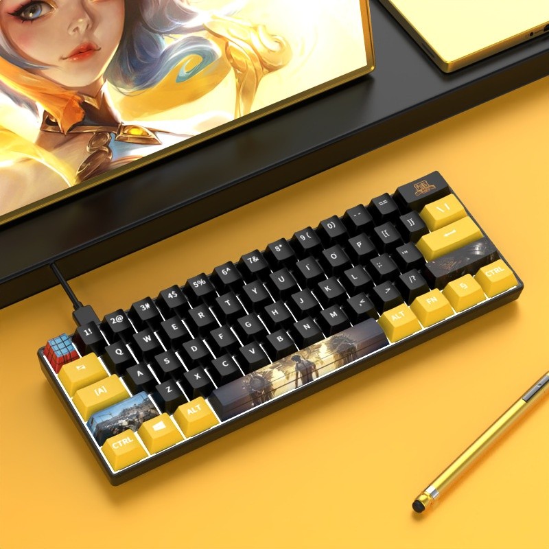 61鍵機械鍵盤有線迷你便攜小鍵盤遊戲電競辦公青黑茶紅軸keyboard-規格圖5
