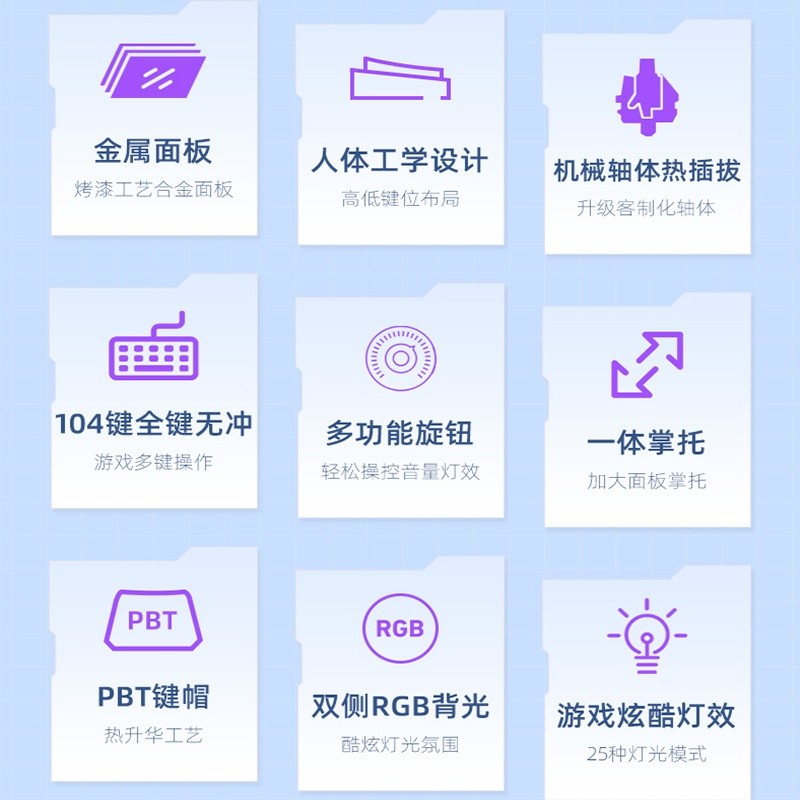 狼途K1000漸變色機械鍵盤滑鼠耳機套裝辦公客製化風RGB鋁合金機身-細節圖2