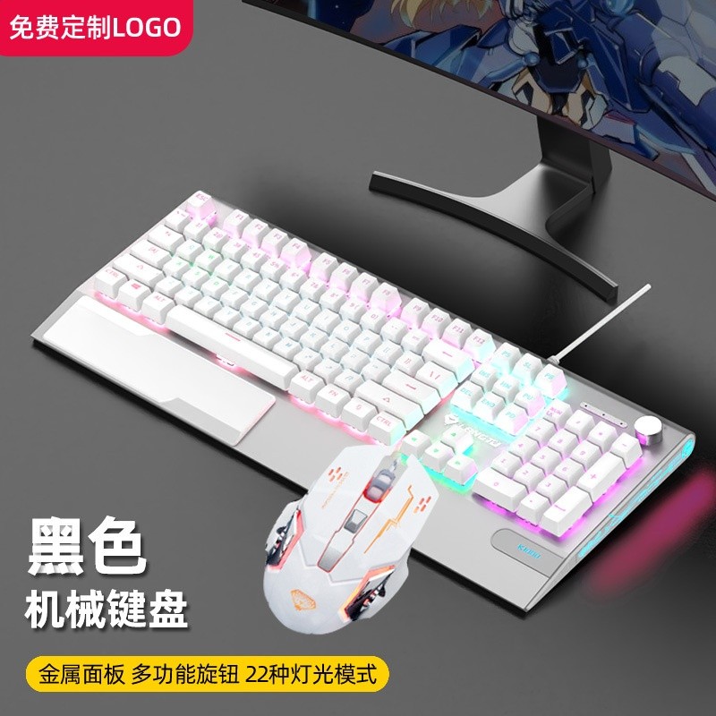 鍵鼠套裝：銀色鍵盤+白色502滑鼠